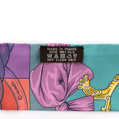 Hermes Silk Cavalleria d'etriers Twilly Celadon Bleu Vieux Rose 3 of 4