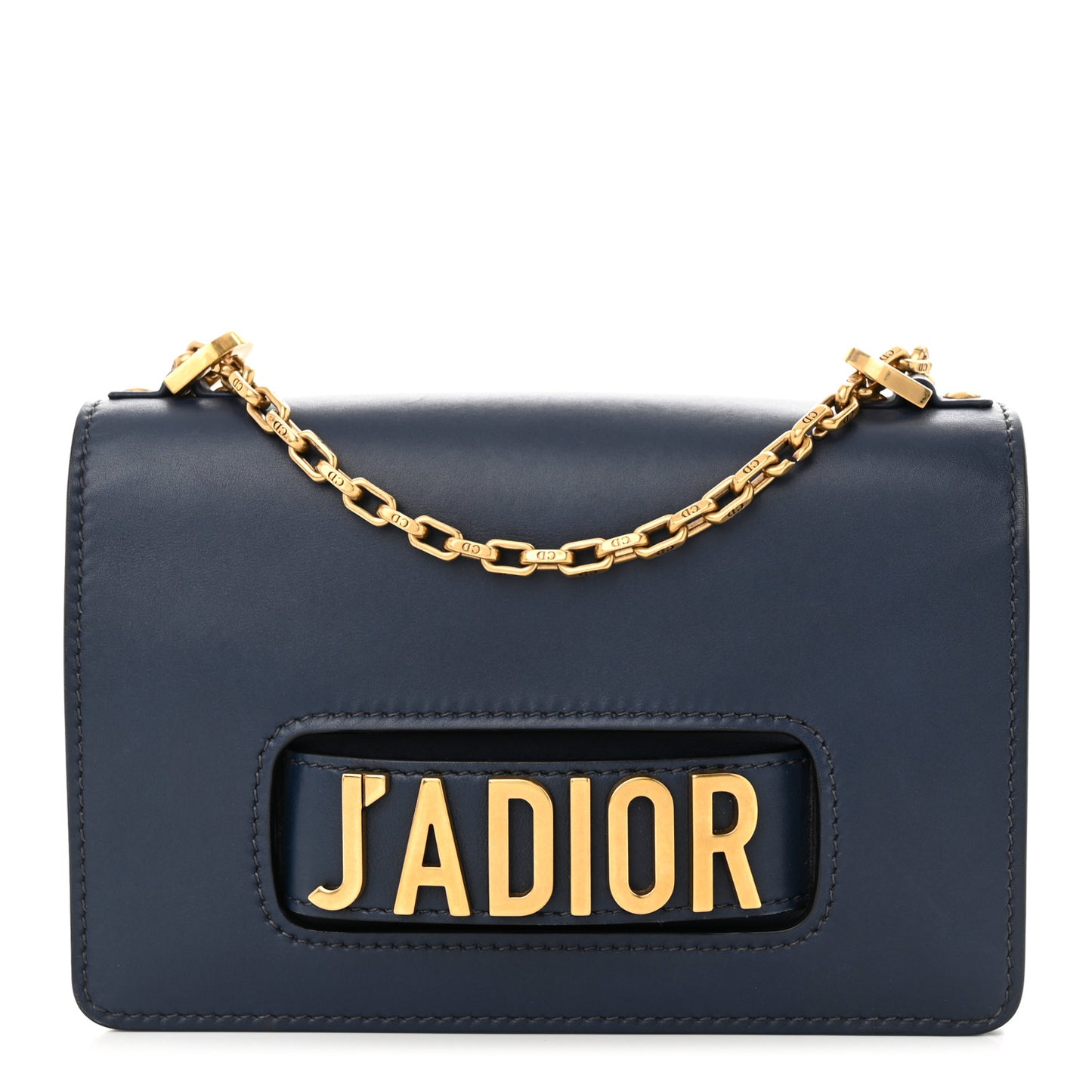 Calfskin J'Adior Chain Flap Bag Navy Blue