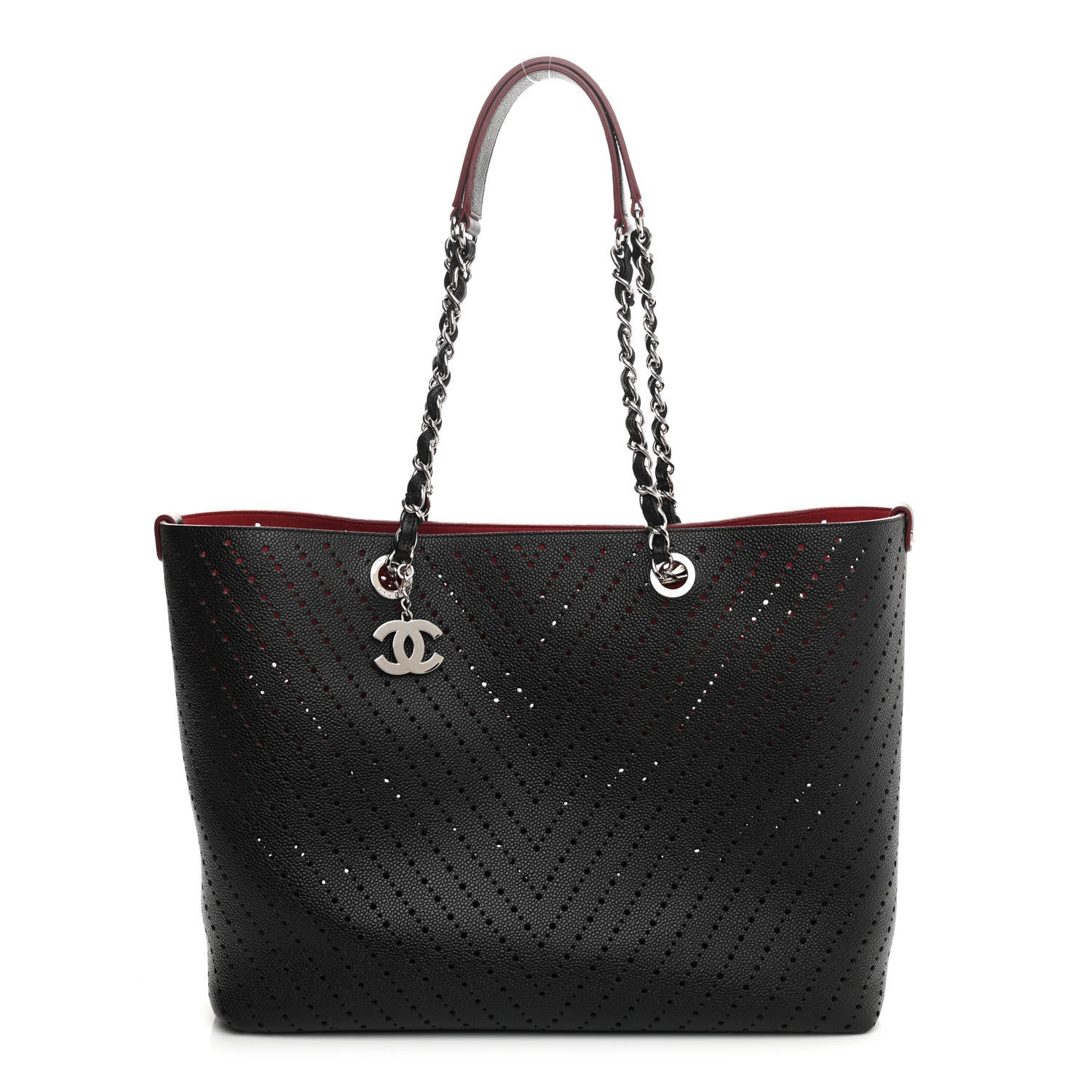 Chanel Perforated Grained Calfskin Small Shopping Tote Black 1 of 10
