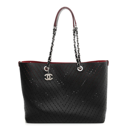 Chanel Perforated Grained Calfskin Small Shopping Tote Black 1 of 10