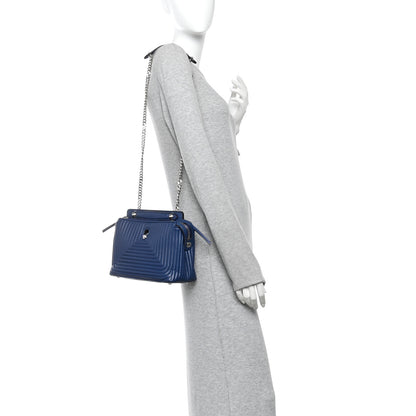 Fendi Shiny Nappa Trapuntata Chain Small DotCom Click Chain Satchel Blue 2 of 9