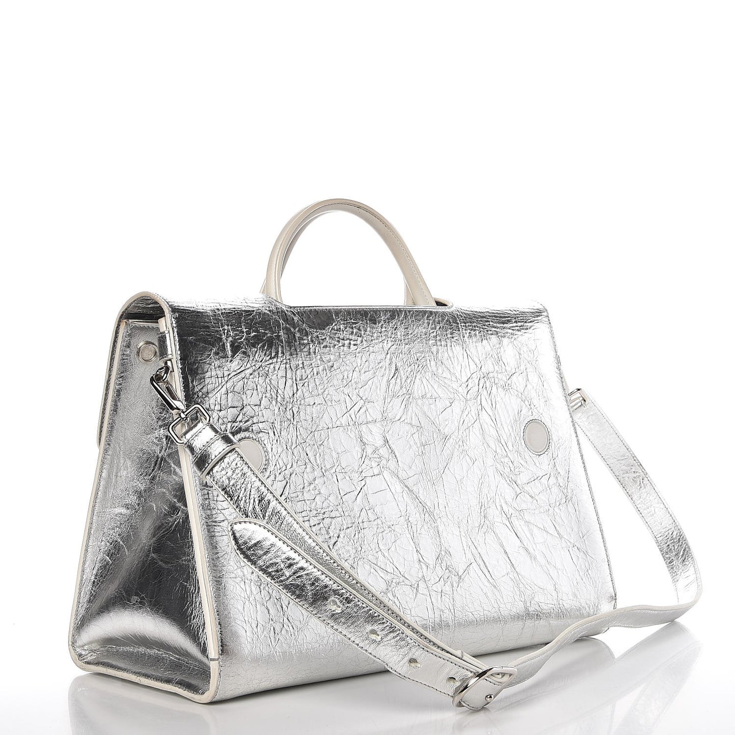 Metallic Calfskin Large Diorever Flap Silver
