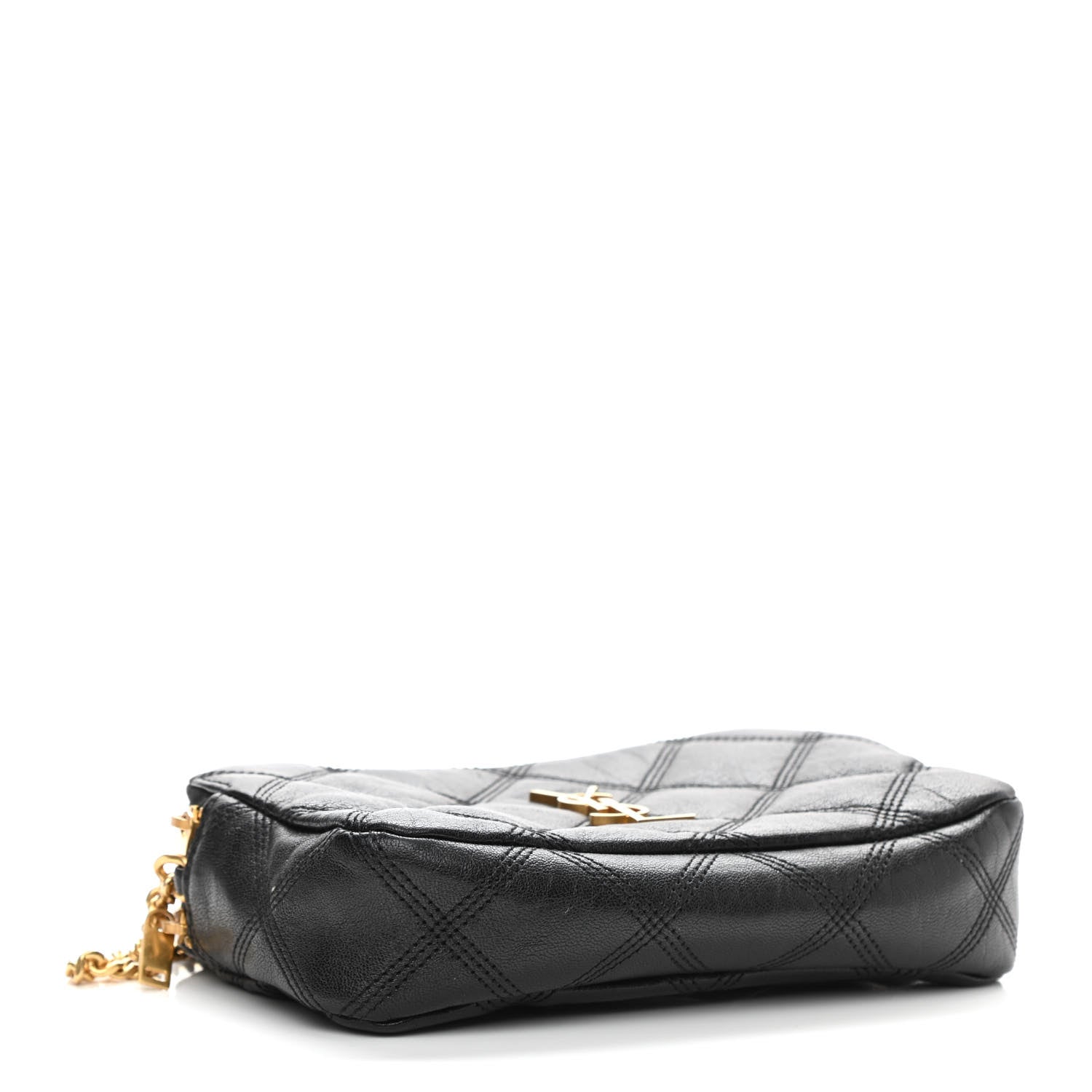 Saint Laurent Grained Lambskin Quilted Mini Becky Double Zip Bag Black 4 of 10
