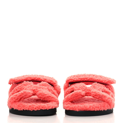 Hermes Woolskin Womens Chypre Sandals 38 Rose Du Desert 2 of 8