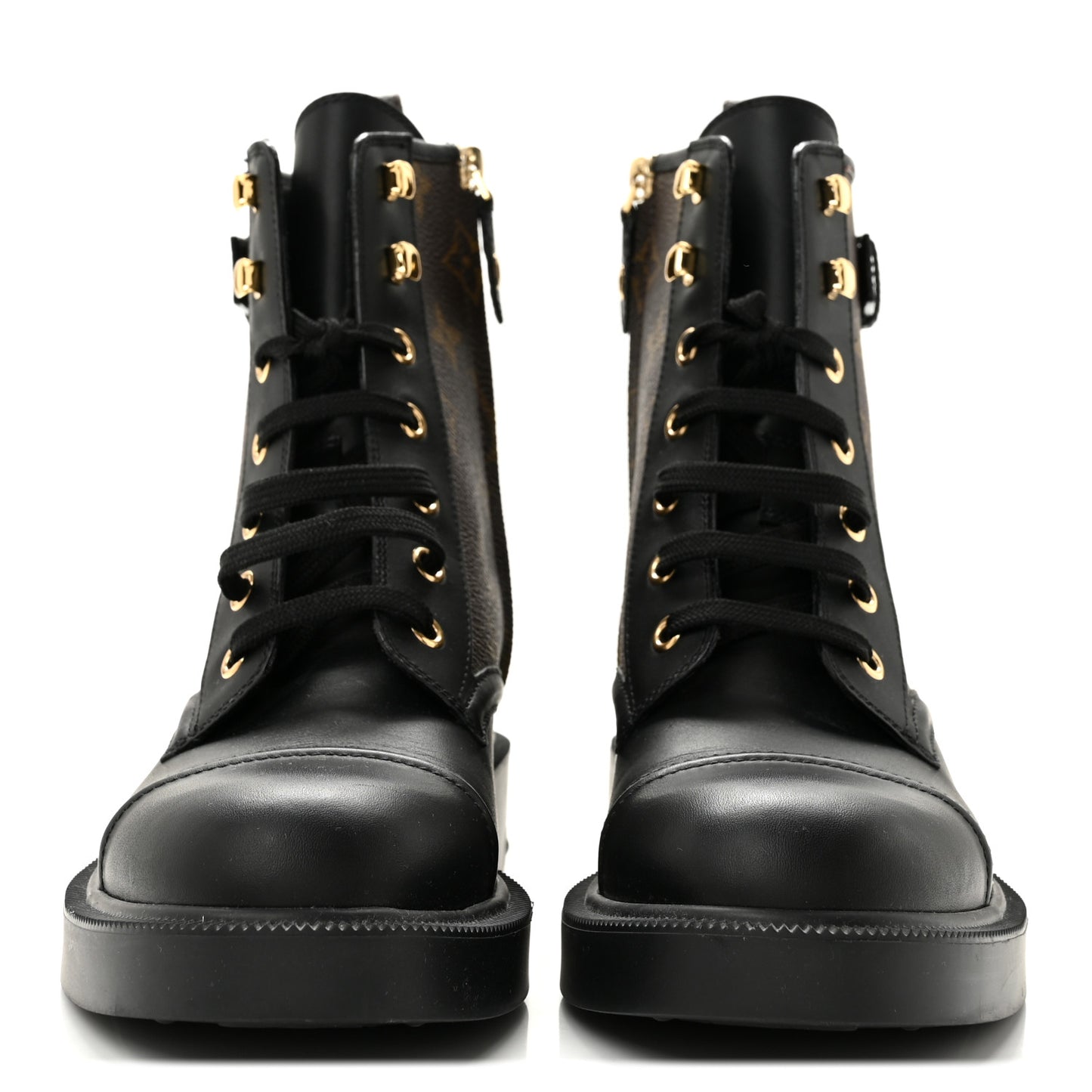 Calfskin Monogram Citizen Flat Ranger Boots 37.5 Cacao Brown Black