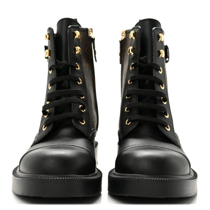 Louis Vuitton Calfskin Monogram Citizen Flat Ranger Boots 37.5 Cacao Brown Black 3 of 9