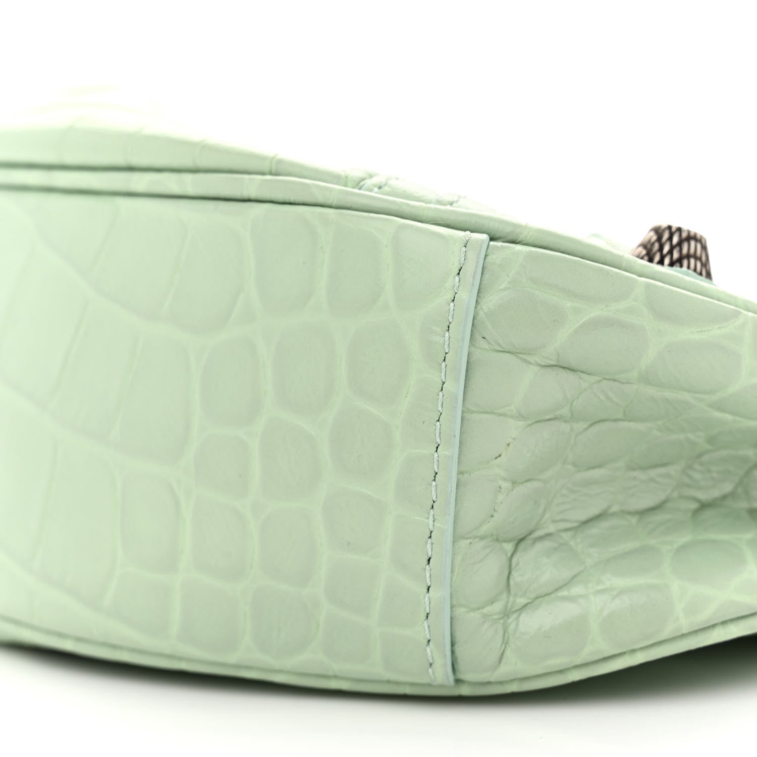 Balenciaga Extra Supple Calfskin Crocodile Embossed Le Cagole Shoulder Bag XS Light Green 10 of 12