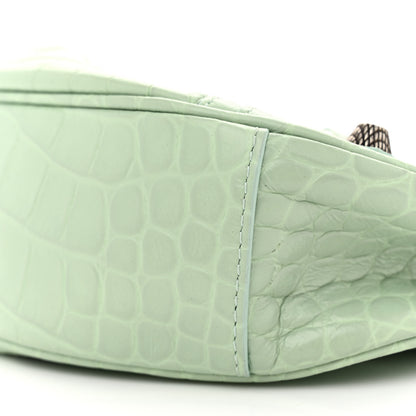 Balenciaga Extra Supple Calfskin Crocodile Embossed Le Cagole Shoulder Bag XS Light Green 10 of 12