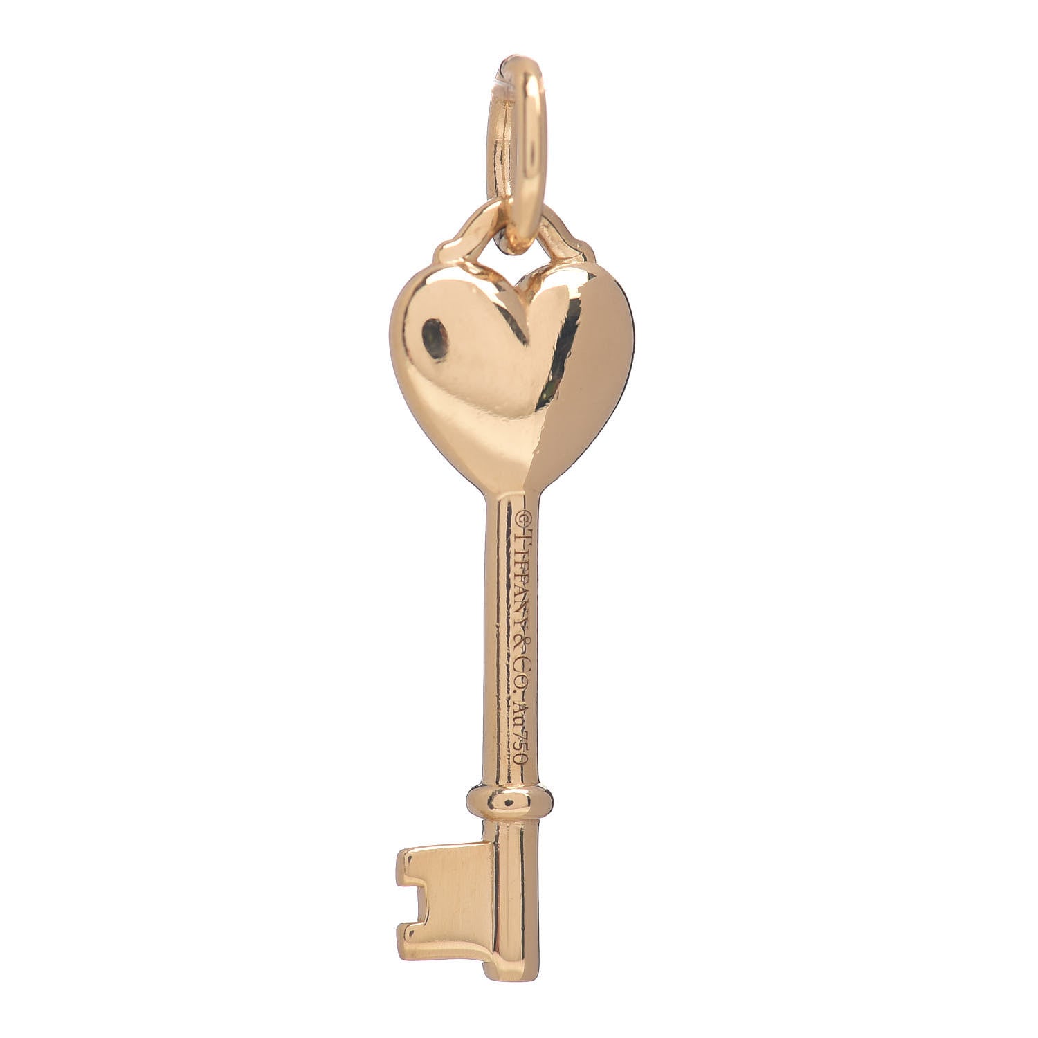 Tiffany 18K Yellow Gold Enamel Mini Heart Key Pendant Red 3 of 3