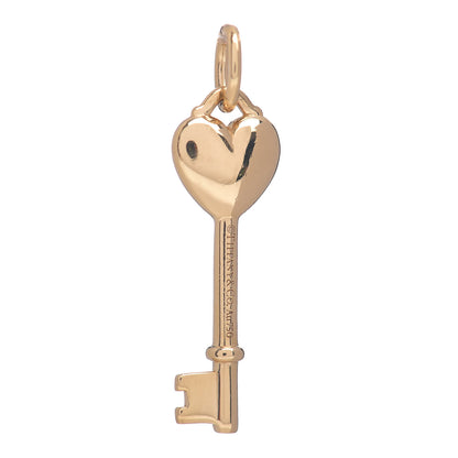 Tiffany 18K Yellow Gold Enamel Mini Heart Key Pendant Red 3 of 3