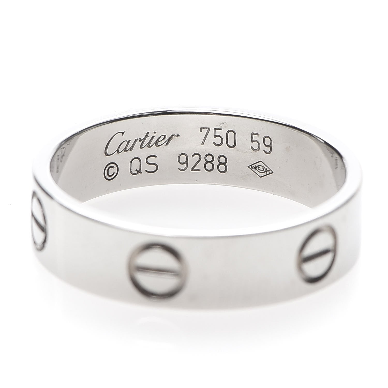 Cartier 18K White Gold 5.5mm LOVE Ring 59 8.75 4 of 5