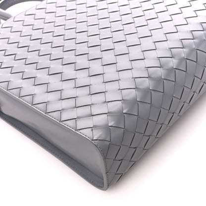 Bottega Veneta Shiny Calfskin Intrecciato Frame Briefcase Concrete 11 of 14