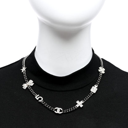 Chanel Ruthenium Crystal Chain CC Lucky Charms Choker Silver 2 of 4