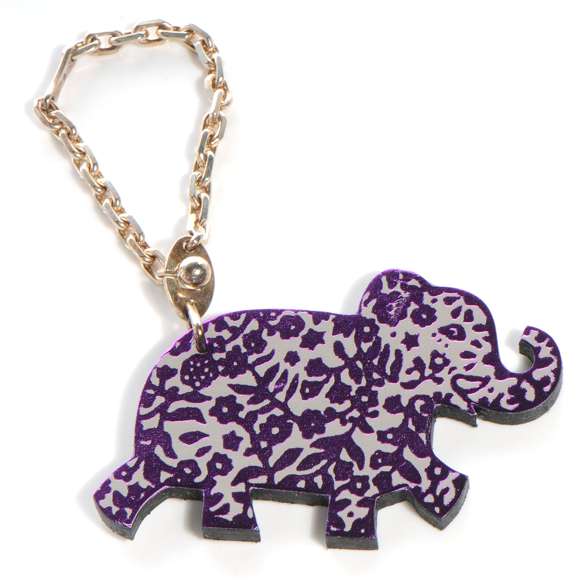 Hermes Leather Lucky Haati Elephant Key Chain Purple 1 of 5