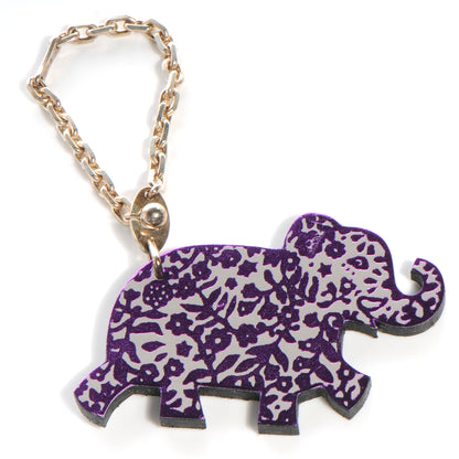 Hermes Leather Lucky Haati Elephant Key Chain Purple 1 of 5