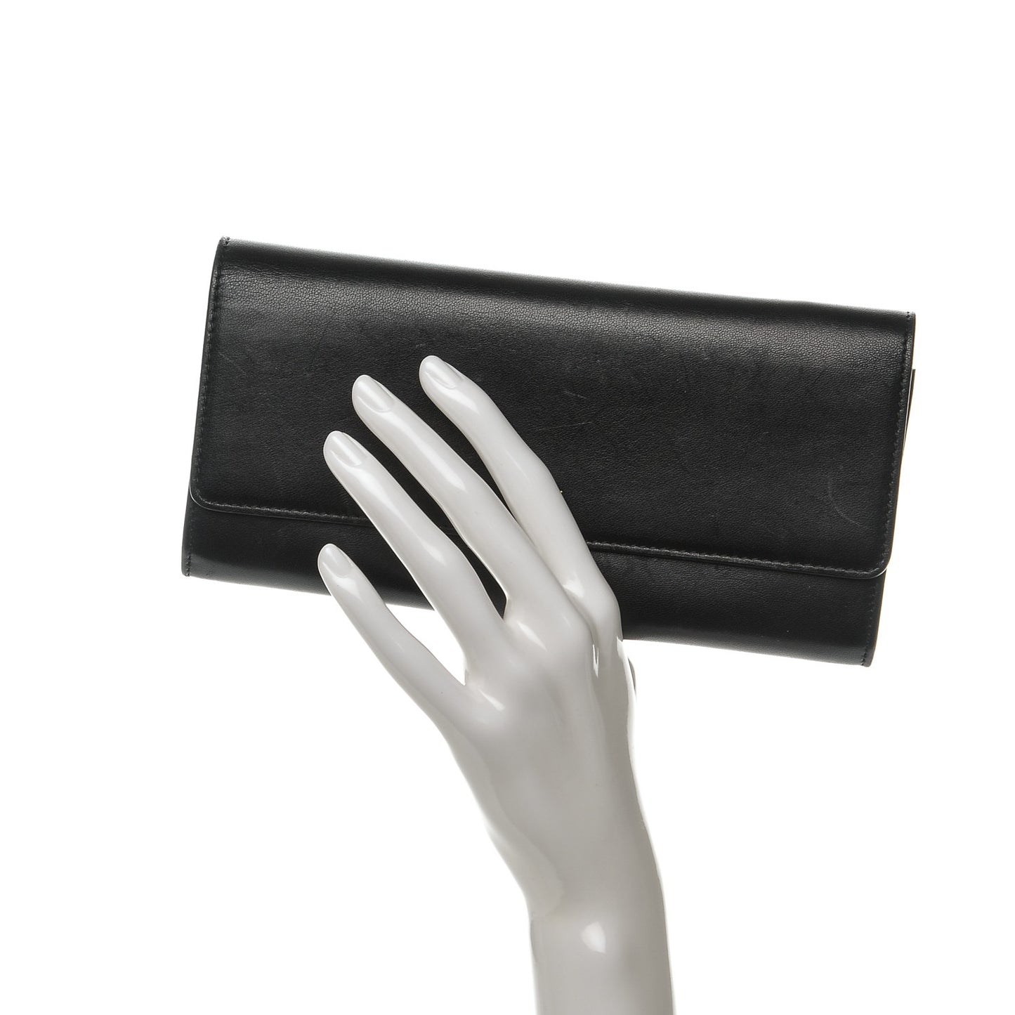 Smooth Calfskin Large Flap Wallet Black