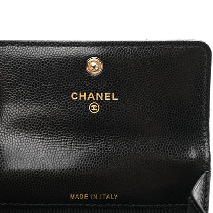 Chanel Caviar Quilted Crystal CC Flap Card Holder Black 6 of 9