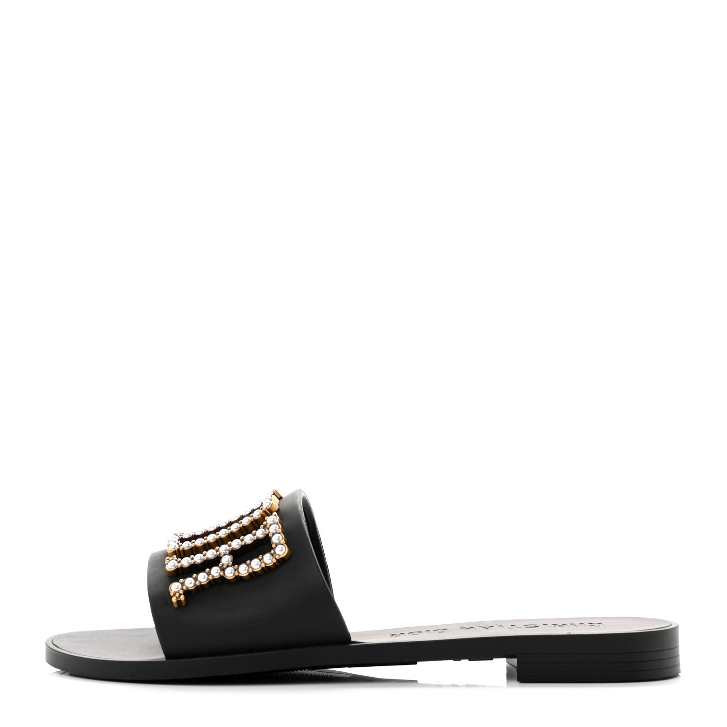 Christian Dior Matte Calfskin Pearl Dio(r)evolution Slide Sandals 38 Black 1 of 7