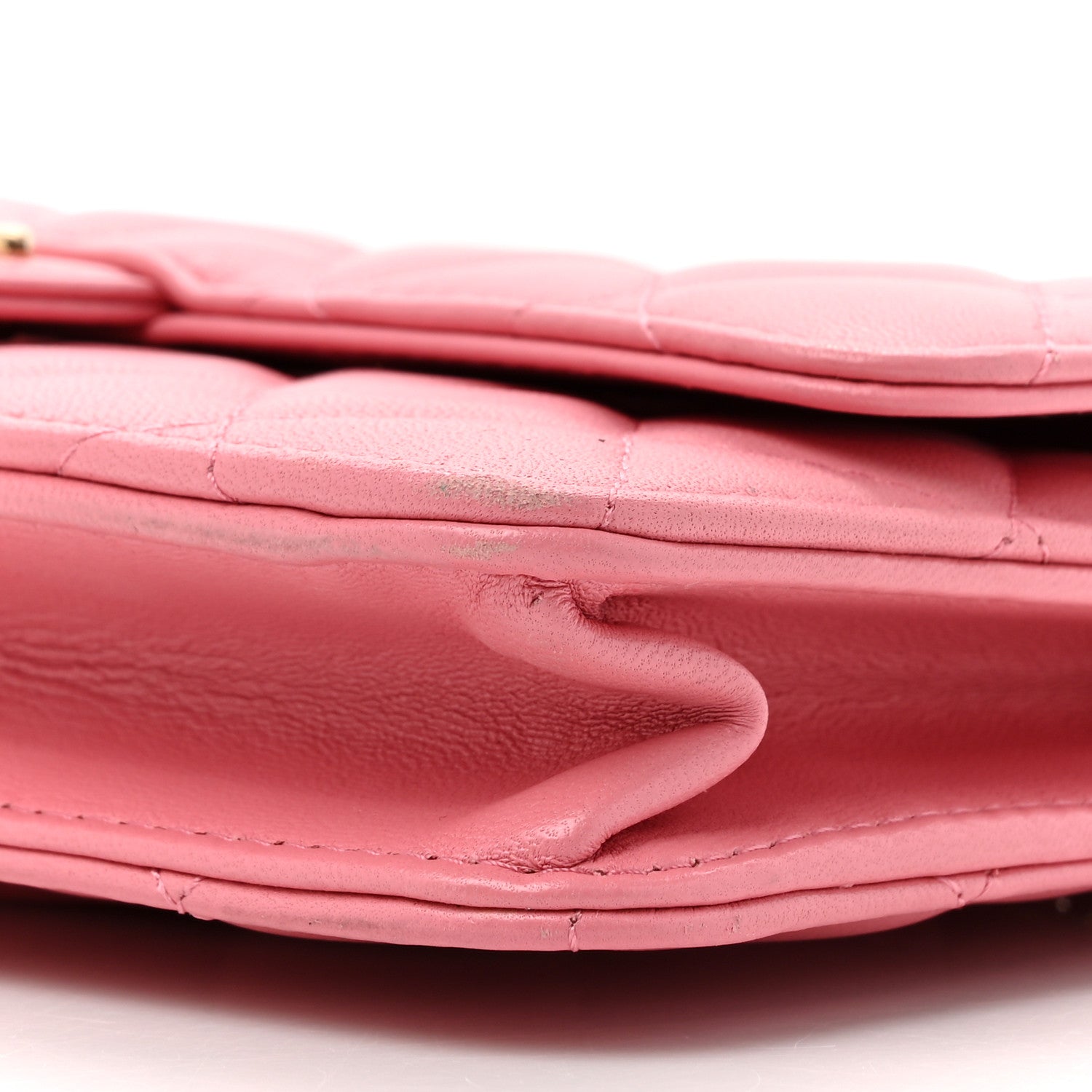 Chanel Lambskin Quilted Chain Handle Round Wallet On Chain WOC Pink 11 of 19