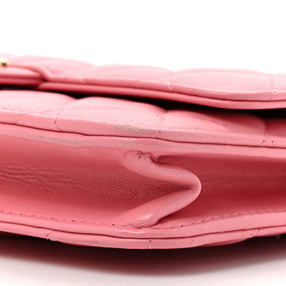 Chanel Lambskin Quilted Chain Handle Round Wallet On Chain WOC Pink 11 of 19