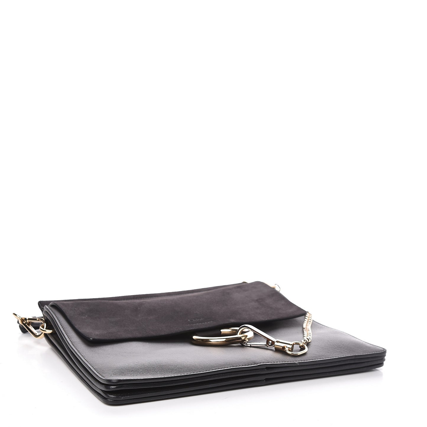 Suede Calfskin Medium Faye Shoulder Bag Carbon Grey
