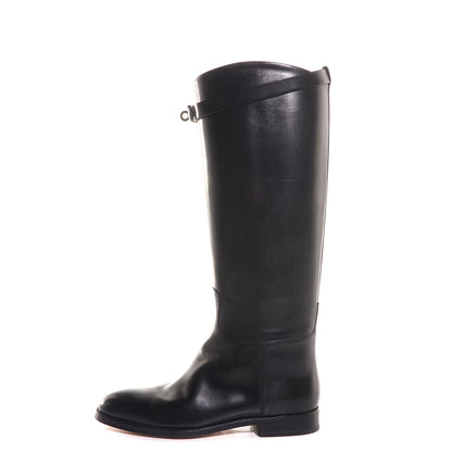 Hermes Box Calfskin Equestrian Jumping Boots 36.5 Black 1 of 7