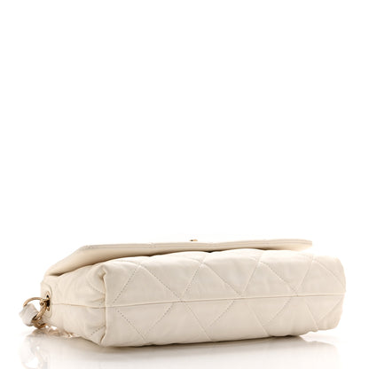 Chanel Lambskin Quilted Logo Strap Flap Black White 4 of 11
