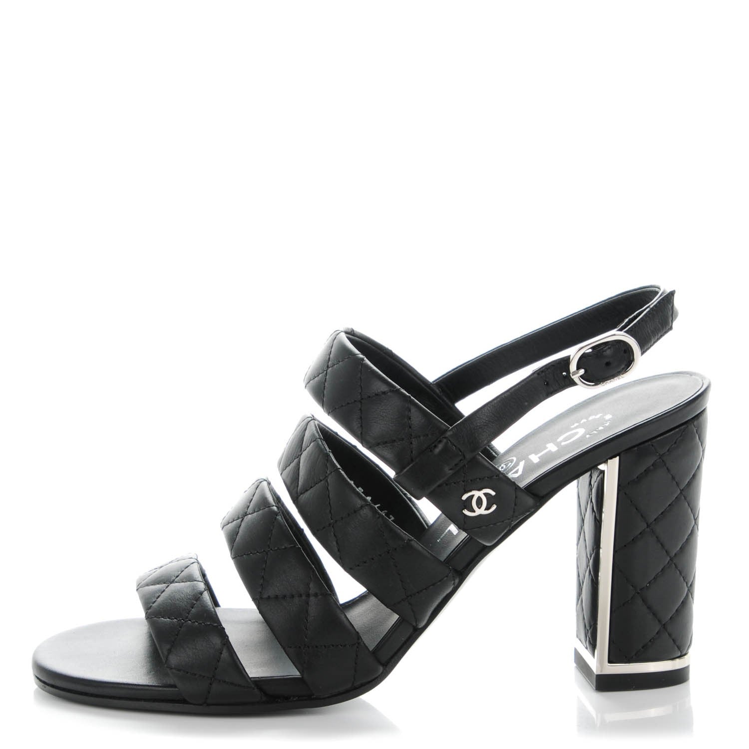 Chanel Calfskin Quilted Sandals 36 Black 1 of 9