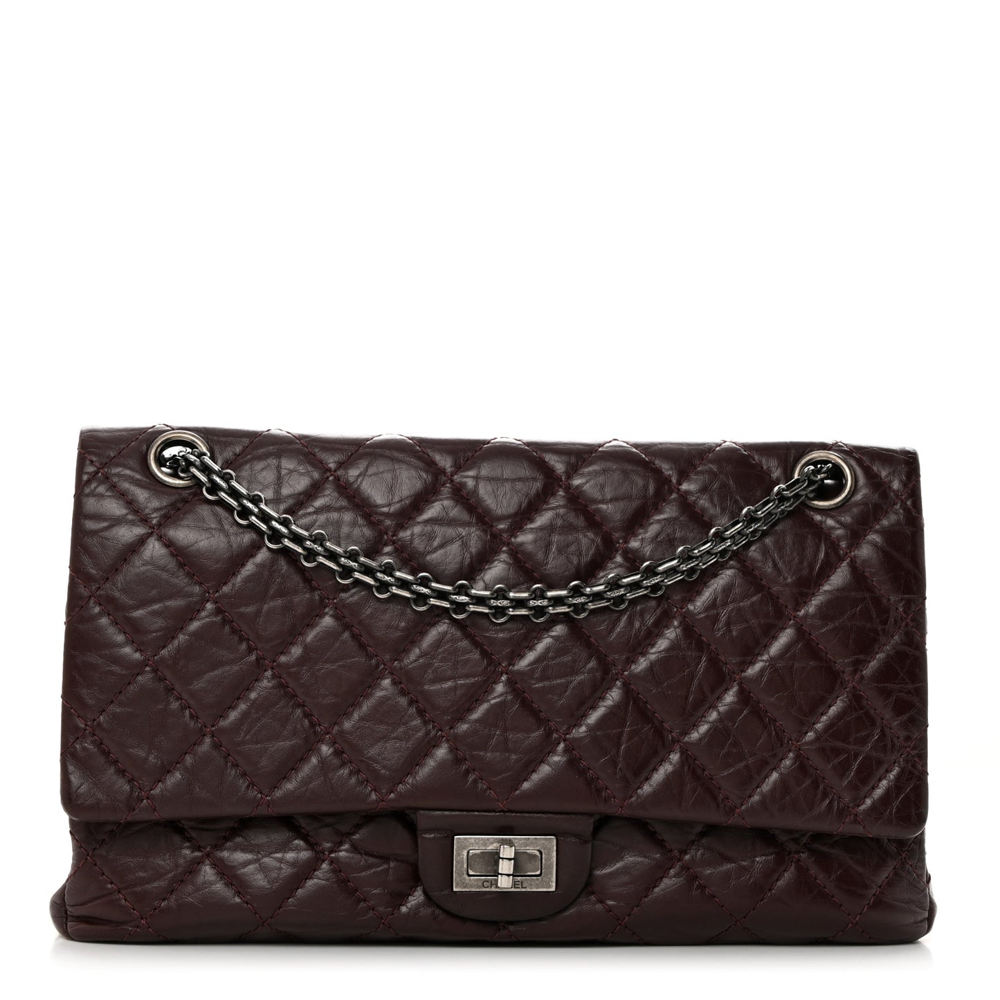 Aged Calfskin Quilted 2.55 Reissue 226 Flap Dark Burgundy