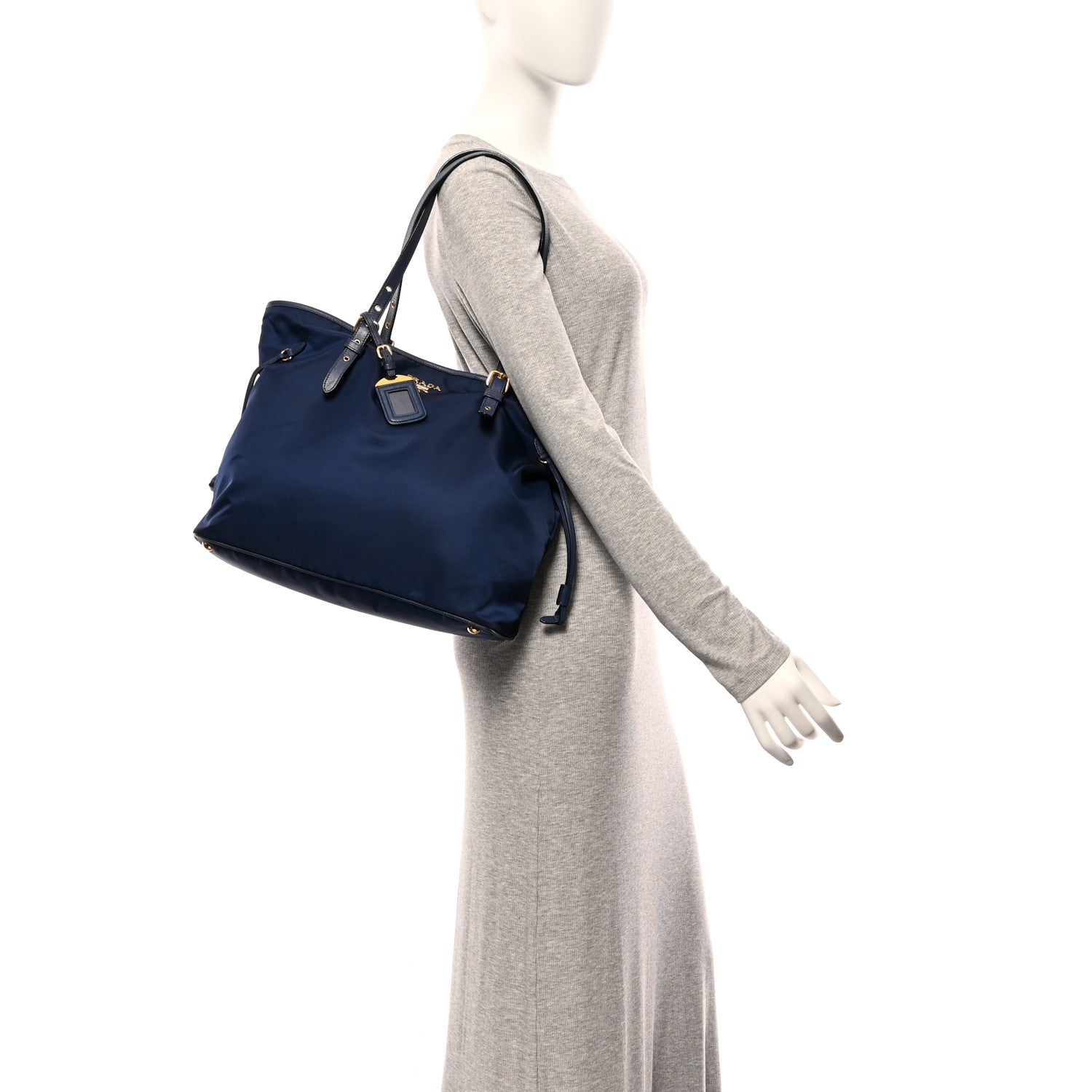 Prada Tessuto Nylon Saffiano Tote Baltico 2 of 10