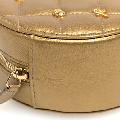 Chanel Metallic Lambskin Quilted Egyptian Amulet Round Clutch With Chain Gold 9 of 10