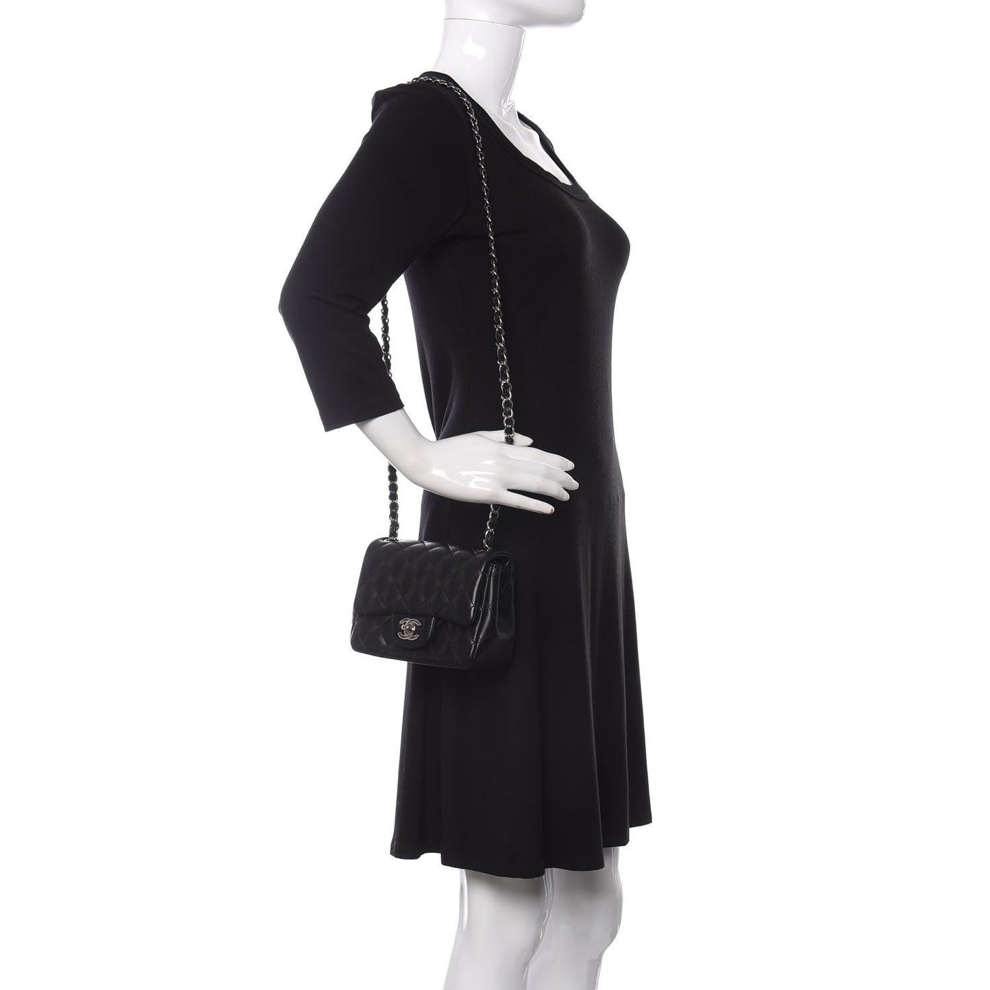 Lambskin Quilted Mini Square Flap Black