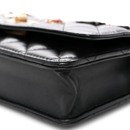 Chanel Aged Calfskin Quilted Lucky Charms 2.55 Reissue Wallet On Chain WOC Black 11 of 11