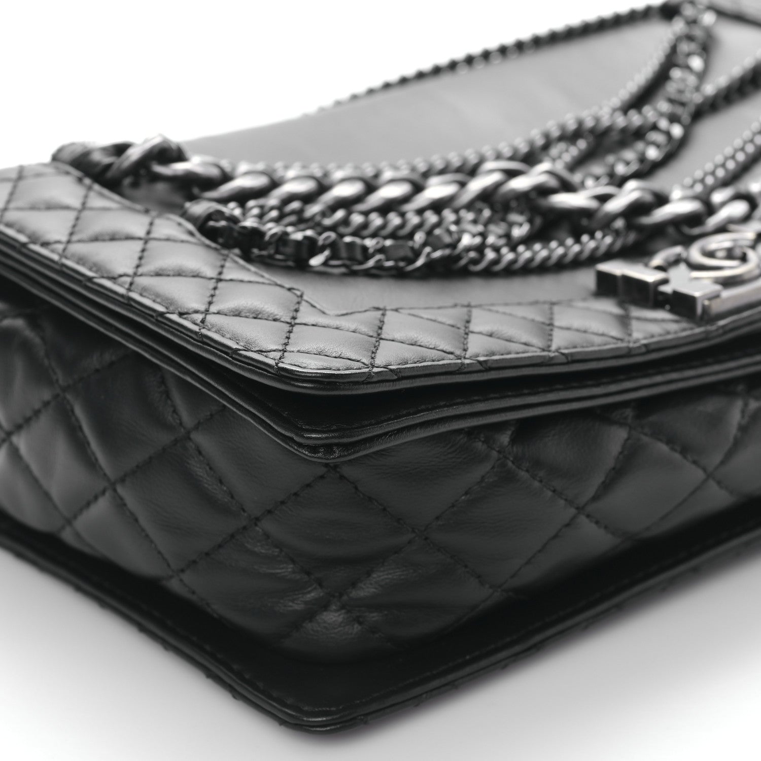 Chanel Calfskin Enchained New Medium Boy Flap Black 8 of 9
