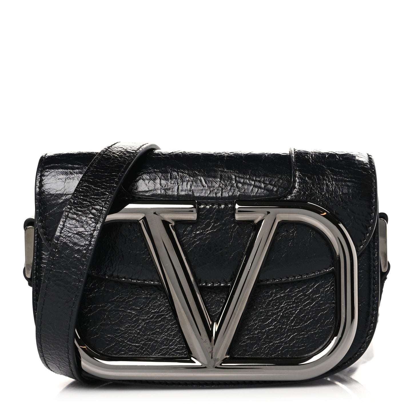 Brushed Calfskin Small Supervee Crossbody Bag Black