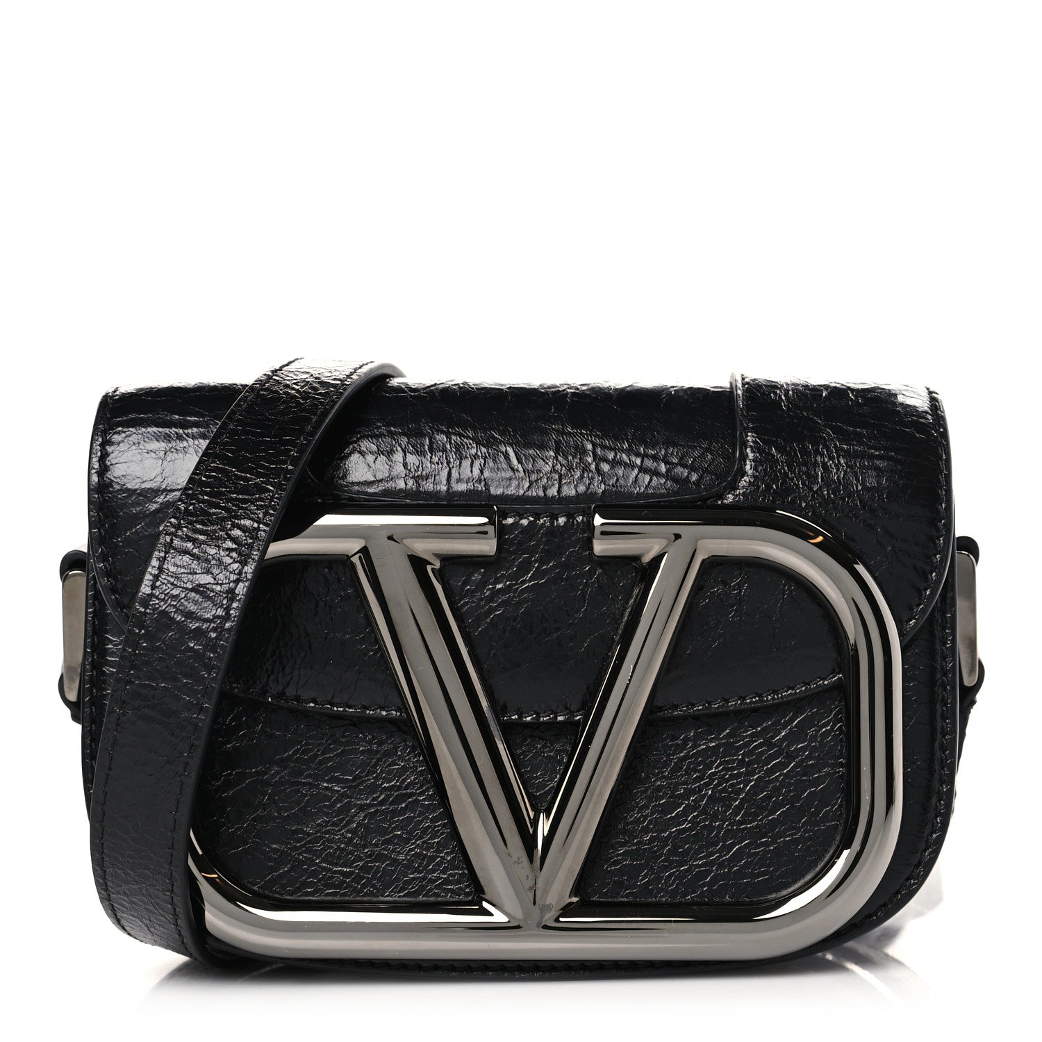Valentino Garavani Brushed Calfskin Small Supervee Crossbody Bag Black 1 of 8