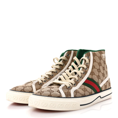 Gucci GG Monogram Web Mens 1977 Tennis High Top Sneakers 9.5 Beige Ebony Mystic White 4 of 9
