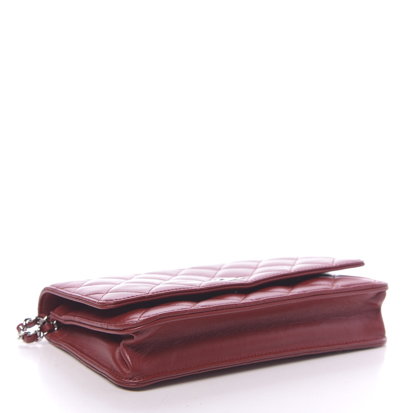 Lambskin Quilted Wallet On Chain WOC Red