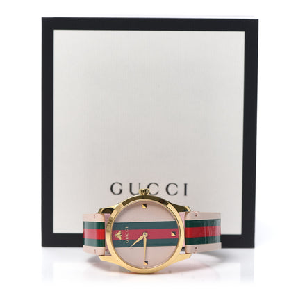 Gucci Stainless Steel Calfskin 38mm G-Timeless Stripe Web Quartz Watch Pink 5 of 5