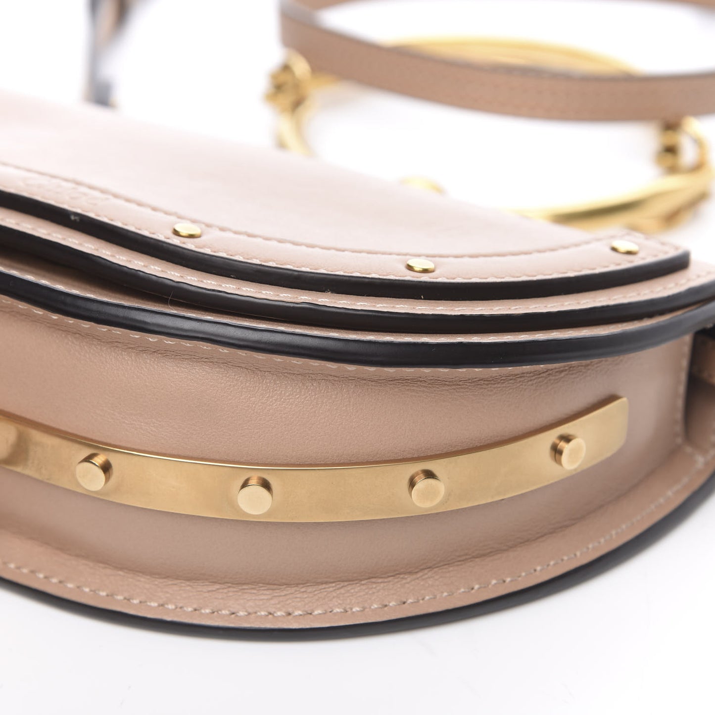 Calfskin Small Nile Bracelet Minaudiere Bag Biscotti Beige
