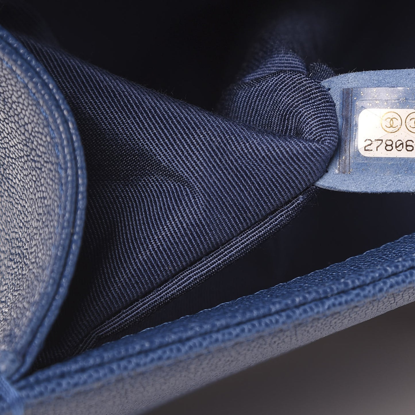 Caviar Quilted Medium Boy Flap Dark Blue