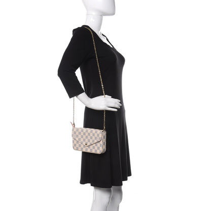Louis Vuitton Damier Azur Pochette Felicie Chain Wallet Rose Ballerine 2 of 12