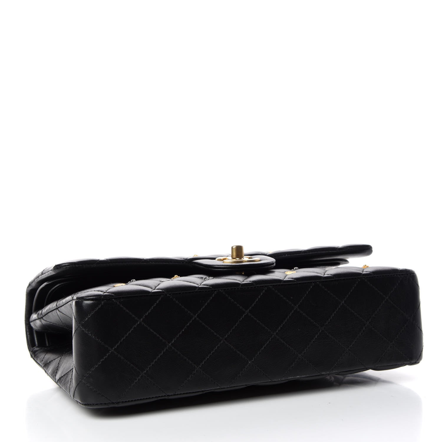 Chanel Lambskin Quilted Studded Medium Double Flap Black 4 of 11