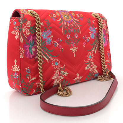 Gucci Jacquard Matelasse Floral Medium GG Marmont Shoulder Bag Red 3 of 14