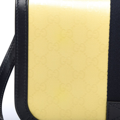 Gucci Crystal Monogram Plutone Calfskin Web Ophidia Flap Messenger Bag Straw Yellow Blue 8 of 12