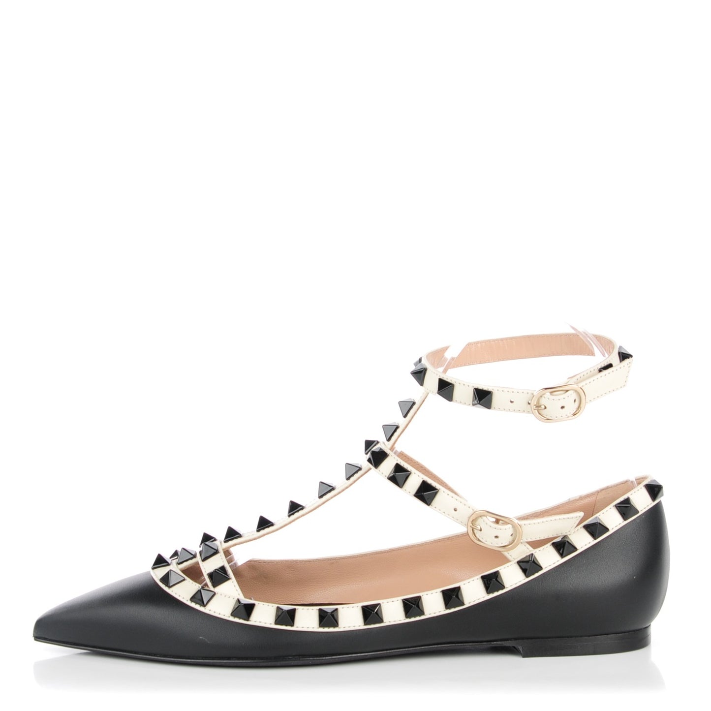 Nappa Rockstud Cage Ballerina Flats 35 Black Ivory