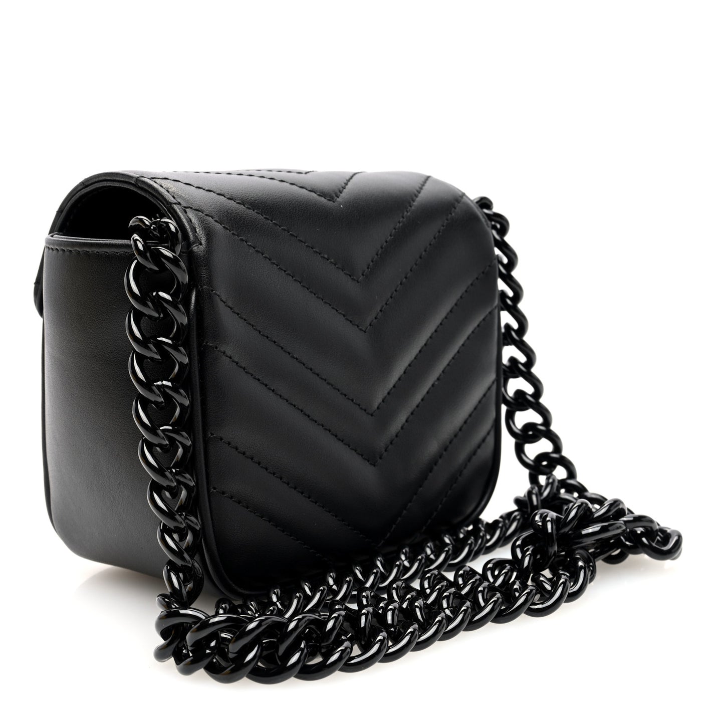 Calfskin Matelasse Monochrome GG Marmont Chain Mini Belt Bag Black