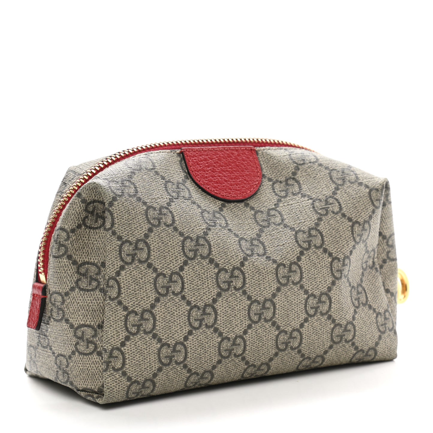 Soft GG Supreme Monogram Calfskin Medium Ophidia Cosmetic Case Beige Ebony Hibiscus Red