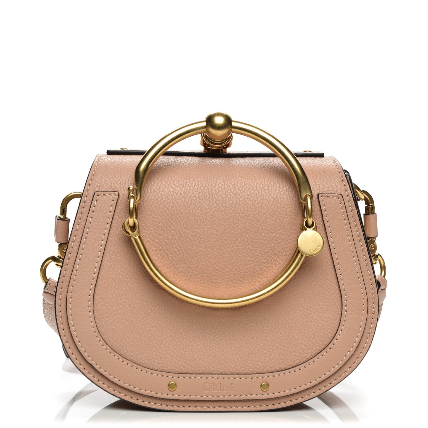 Calfskin Suede Small Nile Bracelet Bag Biscotti Beige