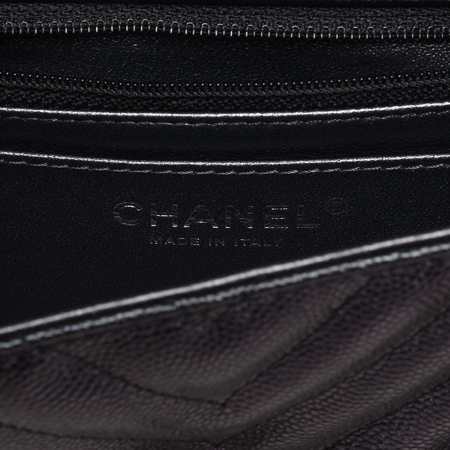 Chanel Metallic Caviar Chevron Quilted Mini Rectangular Flap Black 7 of 8